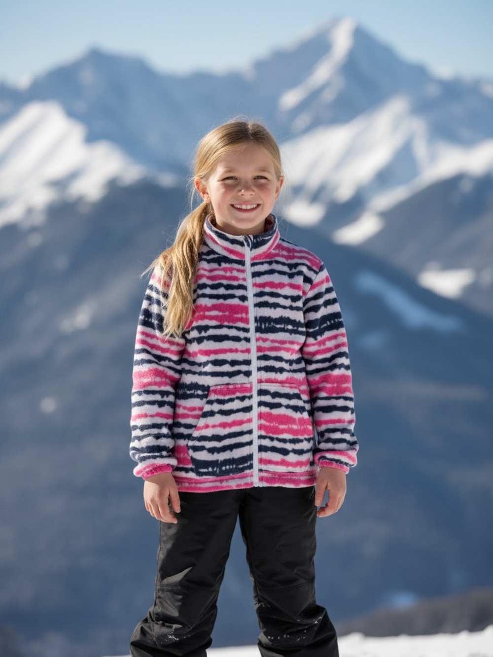 Eddie Bauer Pink Navy Lavender Striped Fleece Sweater